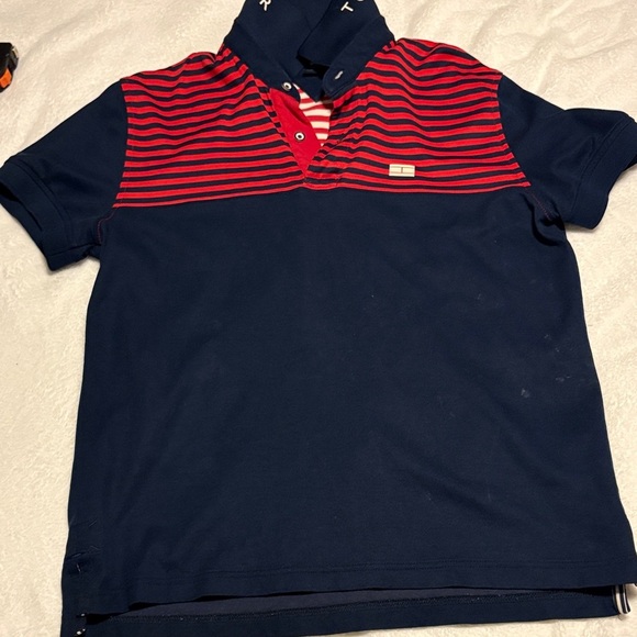 Tommy Hilfiger Polo in Red and Navy - Picture 1 of 3